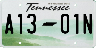 TN license plate A1301N