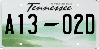 TN license plate A1302D