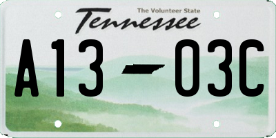 TN license plate A1303C