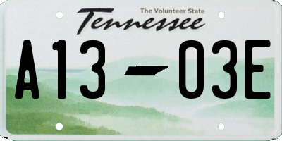 TN license plate A1303E