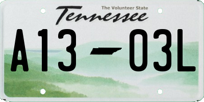 TN license plate A1303L