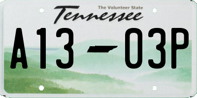 TN license plate A1303P