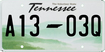TN license plate A1303Q