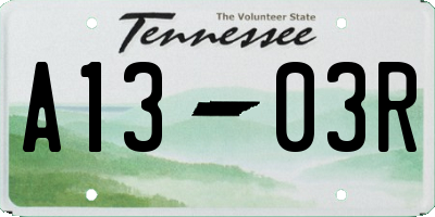 TN license plate A1303R