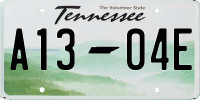 TN license plate A1304E