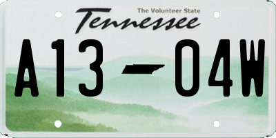 TN license plate A1304W