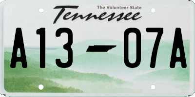 TN license plate A1307A