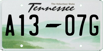TN license plate A1307G