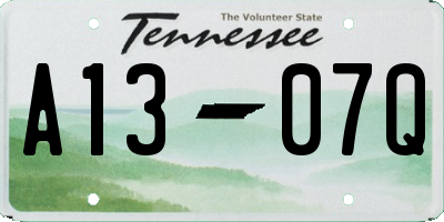 TN license plate A1307Q