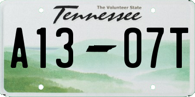 TN license plate A1307T