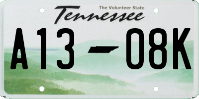 TN license plate A1308K