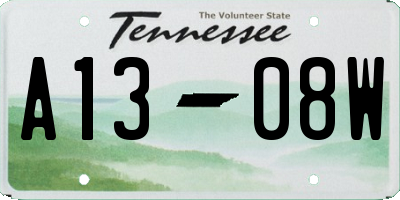 TN license plate A1308W