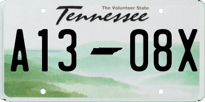 TN license plate A1308X