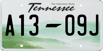 TN license plate A1309J