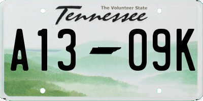 TN license plate A1309K
