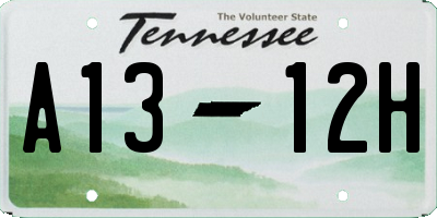 TN license plate A1312H