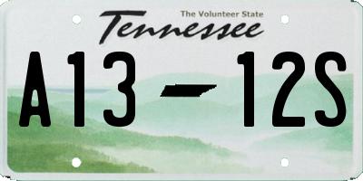 TN license plate A1312S