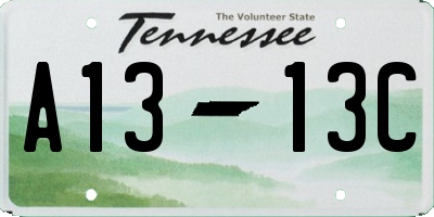 TN license plate A1313C