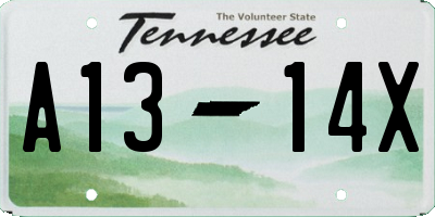 TN license plate A1314X
