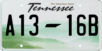 TN license plate A1316B