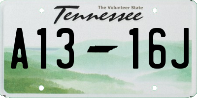 TN license plate A1316J