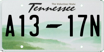 TN license plate A1317N