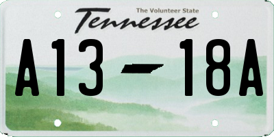 TN license plate A1318A