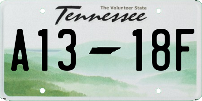 TN license plate A1318F