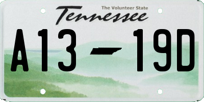 TN license plate A1319D