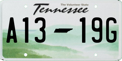 TN license plate A1319G
