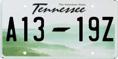 TN license plate A1319Z