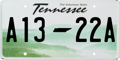 TN license plate A1322A