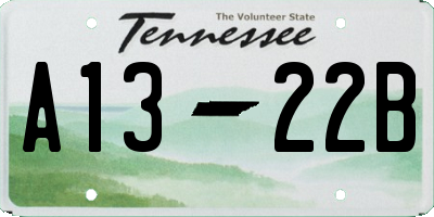 TN license plate A1322B