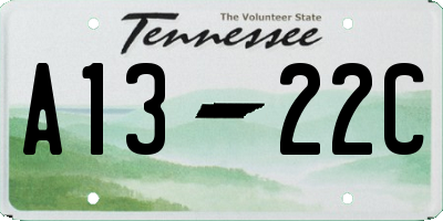 TN license plate A1322C