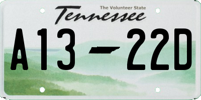 TN license plate A1322D