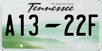 TN license plate A1322F