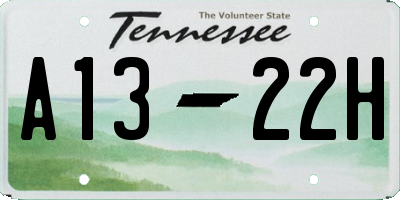 TN license plate A1322H