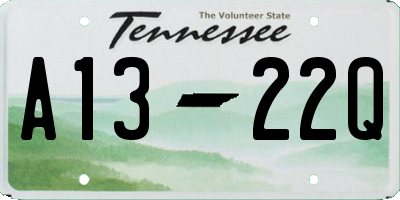 TN license plate A1322Q