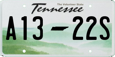 TN license plate A1322S