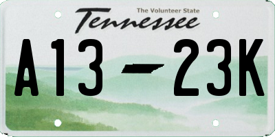TN license plate A1323K
