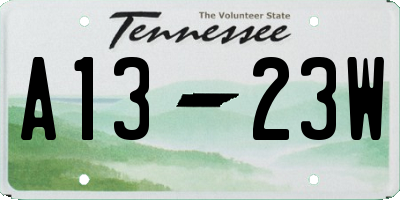 TN license plate A1323W