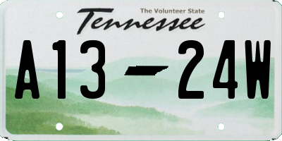 TN license plate A1324W