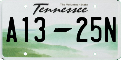 TN license plate A1325N