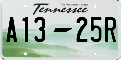 TN license plate A1325R