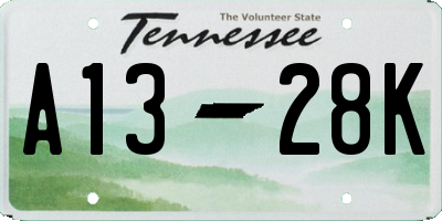 TN license plate A1328K