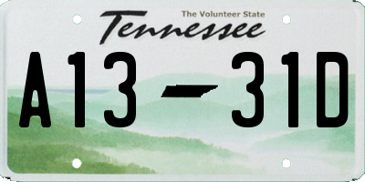 TN license plate A1331D