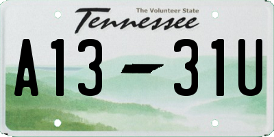 TN license plate A1331U