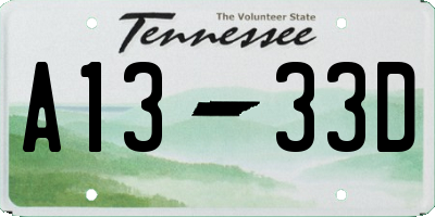 TN license plate A1333D