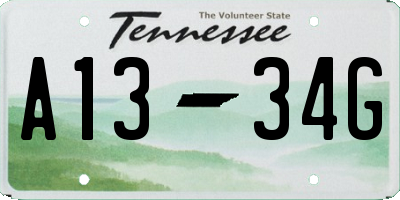 TN license plate A1334G