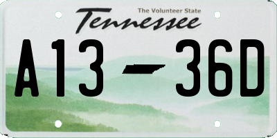 TN license plate A1336D